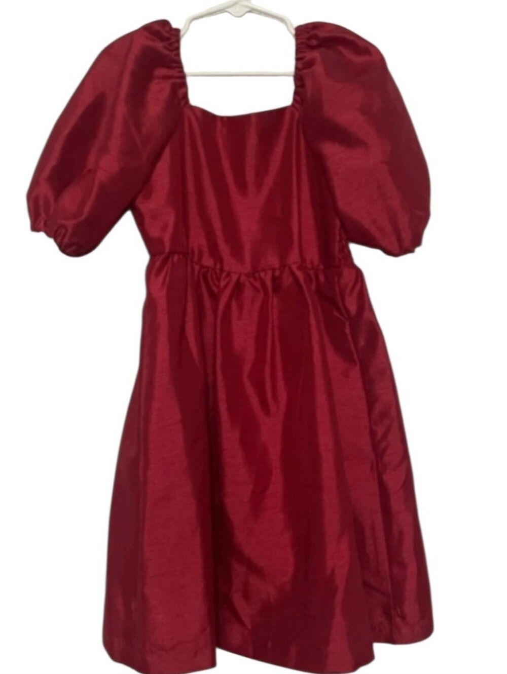 Copper Key Girls Size Small 7 Red Shiny Dress Smocking Christmas